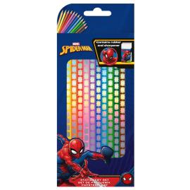 Kids Euroswan Sada 12 farebných ceruziek + strúhadlo + guma, Spiderman