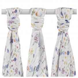 XKKO BMB Bambusová plienka Digi - Blue Wildflowers, 70x70, MIX 3ks