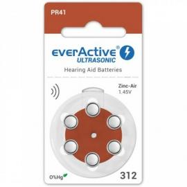 everActive Ultrasonic 1,45 V Náhradné batérie do načúvacích prístrojov, veľkosť 312, 6ks