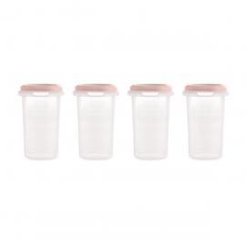 Miniland Dolce Hermeticky uzatvárateľné nádoby na potraviny, 4x330 ml, ružové