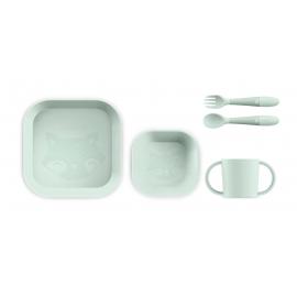 Miniland Dolce  5-dielny set na jedenie pre deti, štvorcový, mätový