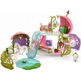 Schleich Set trblietavý kvetinový dom s jednorožcom a jazierkom