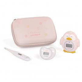 Miniland Dolce Sada 3 teplomerov, teplomer s flexi špičkou, do kúpeľa, cumlík,  ružová