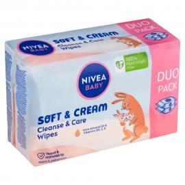 NIVEA Baby Soft &amp; Cream Čistiace a ošetrujúce obrúsky 2 x 57 ks