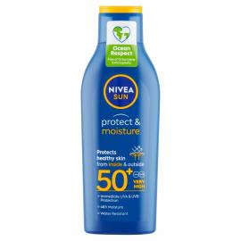 NIVEA Sun Protect &amp; Moisture hydratačné mlieko na opaľovanie OF 50+, 200 ml