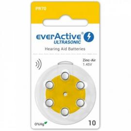 everActive Ultrasonic 1,45 V Náhradné batérie do načúvacích prístrojov, veľkosť 10, 6ks