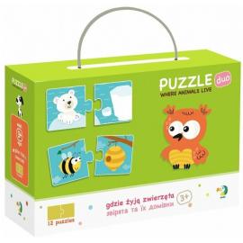 DoDo Puzzle Duo Kde žijú zvieratká 12x2 dieliky