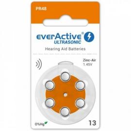 everActive Ultrasonic 1,45 V Náhradné batérie do načúvacích prístrojov, veľkosť 13, 6ks