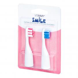VITAMMY SMILE náhradné násady na detské zubné kefky Smile, 2ks, ružová/modrá