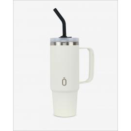 Runbott Latt Termohrnček s rúčkou a slamkou – 800 ml, Krémový