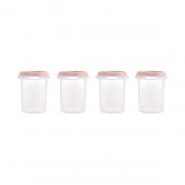 Miniland Dolce Hermeticky uzatvárateľné nádoby na potraviny, 4x250 ml, ružová