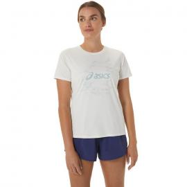 Asics Nagino Graphic Run SS Top Dámske športové tričko s krátkym rukávom, biele, veľ. XS