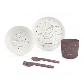 Miniland ECO-friendly Jedálenský set pre dieťa, 5-dielny, Vtáčik