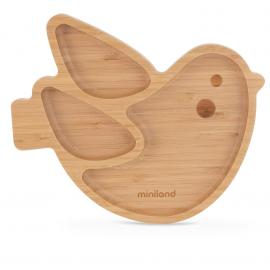 Miniland ECO-frienly Set na jedenie metódou BLW z dreva, Vtáčik