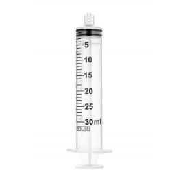 SOL-M Trojdielna striekačka s Luer Lock, škálovaná po 0,01 ml, 30 ml, 50 ks