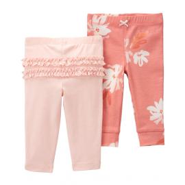 CARTER'S Tepláky/legíny Pink Floral dievča 2ks 9m/ veľ. 74