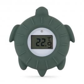 PETITE&MARS Teplomer silikónový digitálny do vody Turtle Terry Misty Green 0m+
