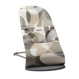 BABYBJÖRN Lehátko Bliss Print Khaki green cotton, tmavá šedá konštrukcia