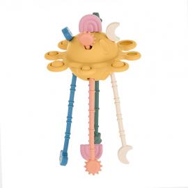 PETITE&MARS Hračka silikónová senzorická Crazy planet Intense Ochre 10m+