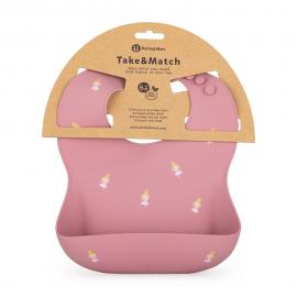 PETITE&MARS Podbradník silikónový Take&Match Rose Princesses 6m+