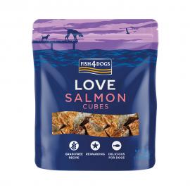 FISH4DOGS Maškrty pre psov LOVE s lososom - kocky 85 g