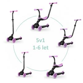 QPLAY Kolobežka / odrážadlo Sema Evo s LED svetlami Violet, vek 1 - 6 rokov, do 50 kg