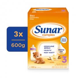 3x SUNAR Complex 3 Mlieko batoľacie vanilka 600 g