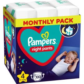 PAMPERS Night Pants Nohavičky plienkové jednorazové 4 (9-15 kg) 100 ks - MESAČNÁ ZÁSOBA