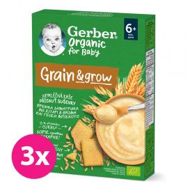 3x GERBER Organic Kaša nemliečna s príchuťou sušienky 200 g​