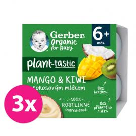 3x GERBER Organic 100% Dezert rastlinný mango a kiwi s kokosovým mliekom (4x 90 g)​