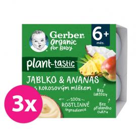3x GERBER Organic 100% Dezert rastlinný jablko a ananás s kokosovým mliekom (4x 90 g)​