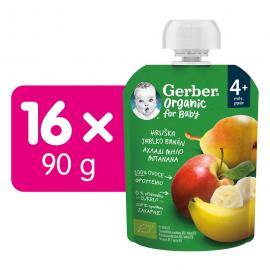 16x GERBER Organic Kapsička hruška, jablko a banán 90 g​