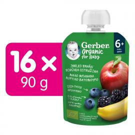 16x GERBER Organic Kapsička jablko, banán, čučoriedka a černica 90 g​
