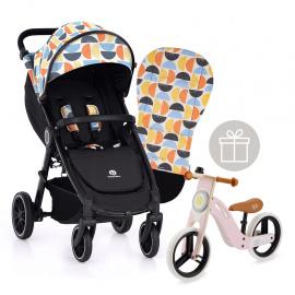 PETITE&MARS Kočík Street+ RWS Black Limited 100 Retro Complete + odrážadlo Uniq Pink