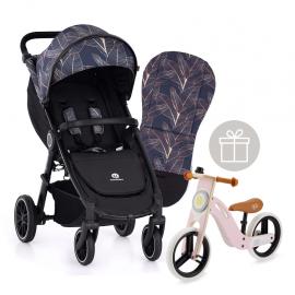 PETITE&MARS Kočík Street+ RWS Black Limited 100 Palmtree Complete + odrážadlo Uniq Pink