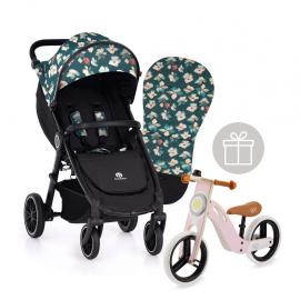PETITE&MARS Kočík Street+ RWS Black Limited 100 Flowers Complete + odrážadlo Uniq Pink