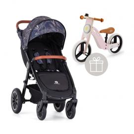PETITE&MARS Kočík Street+ Air Oak + Strieška Limited 100 Palmtree + odrážadlo Uniq Pink