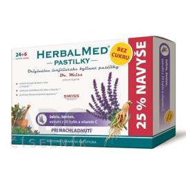 HerbalMed pastilky BEZ CUKRU – šalvia, ženšen,extrakt z 20 bylín a vit.C 24+6 past.