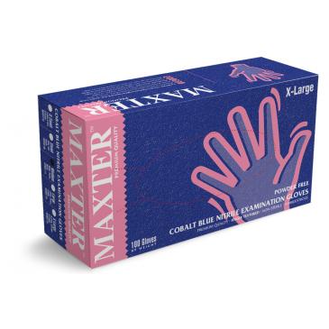 MAXTER Maxter Nitrilové rukavice bezpudrové - modré, XL, 100 ks