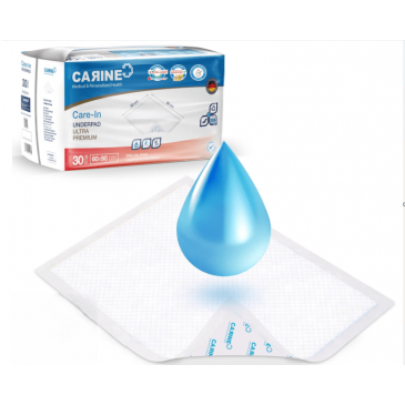 Carine CARINE Jednorazové absorbčné podložky, modré, 60cmx90cm, absorbcia 1000 ml, 90 ks