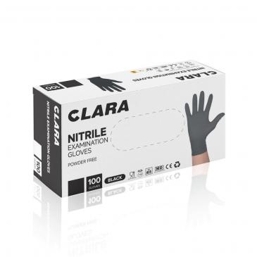 Clara CLARA Bezpúdrové nitrilové rukavice čierne L, 100 ks