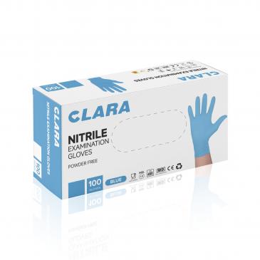 Clara CLARA Bezpúdrové nitrilové rukavice modré L, 100 ks