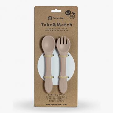 PETITE&MARS Príbor silikónový Take&Match Desert Sand 6m+
