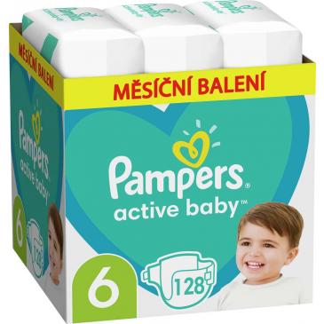 PAMPERS Active Baby Plienky jednorazové 6 (13-18 kg) 128 ks - MESAČNÁ ZÁSOBA