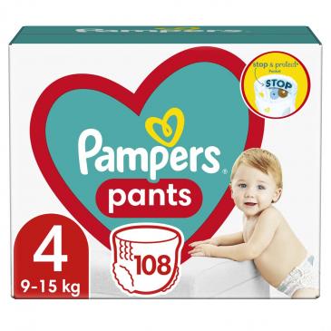 PAMPERS Pants Nohavičky plienkové jednorazové 4 (9-15 kg) 108 ks - MEGA PACK
