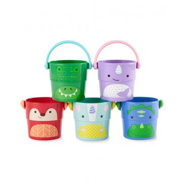 SKIP HOP Zoo hračka do vody vedierka Stack&Pour 5ks, 9m+