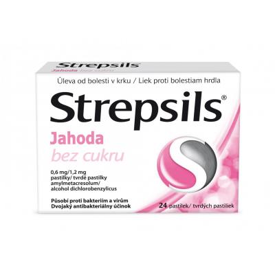 STREPSILS Jahoda bez cukru 24 pastiliek