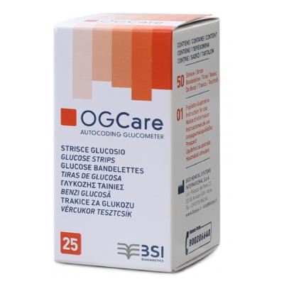 BSI OGCARE Testovacie prúžky na glukózu, 25ks