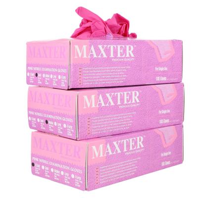 MAXTER Maxter Nitrilové bezpúdrové rukavice, ružové, 100ks, veľ. M