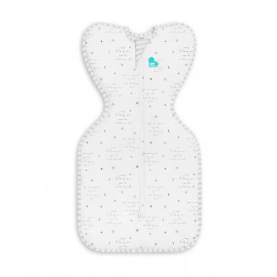 Love To Dream Swaddle UP - veľkosť S - biela, Nápisy STAGE1 - 0,2 TOG Original